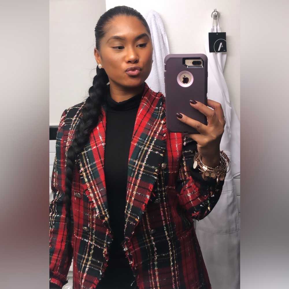 Rachel Zoe Red Plaid Blazer